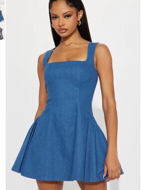 Fashion Nova Delilah Denim Mini Dress Size M NWT